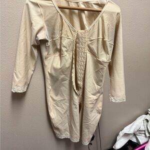 Cream Long Sleeve Dress with Lace Trim